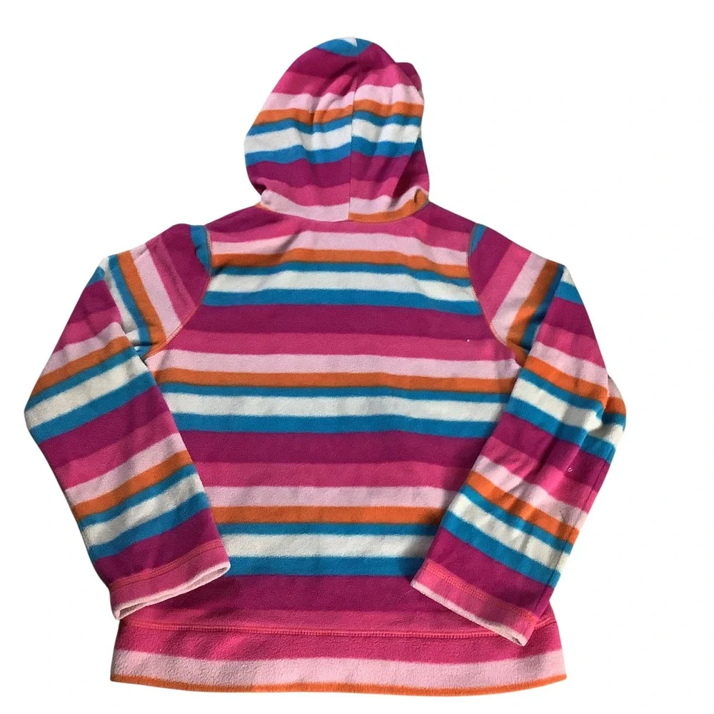 The Children's Place Fleece Hoodie Girls L 10/12 Pink Striped Y2K Preppy Core